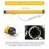 12/24V RV Shade Motor Compatible With EL-4280-1230, EL-4260-1250, EL-4280P,EL-4270P, Wired for Motorized RV Shade